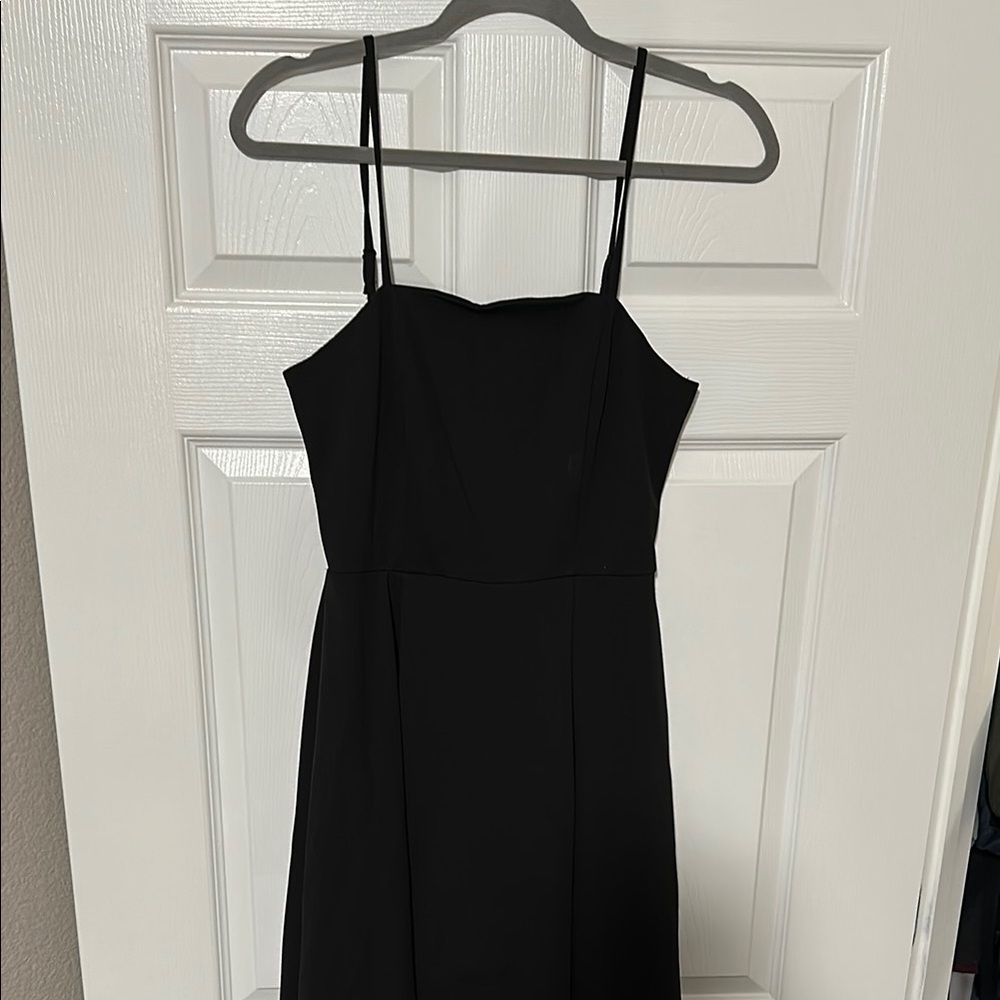 Elegant Black Spaghetti Strap Dress high low